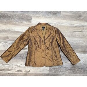 VTG RQT Bronze Women Quilted Jacket Blazer Floral Stitching‎ NOS NWT Size Small